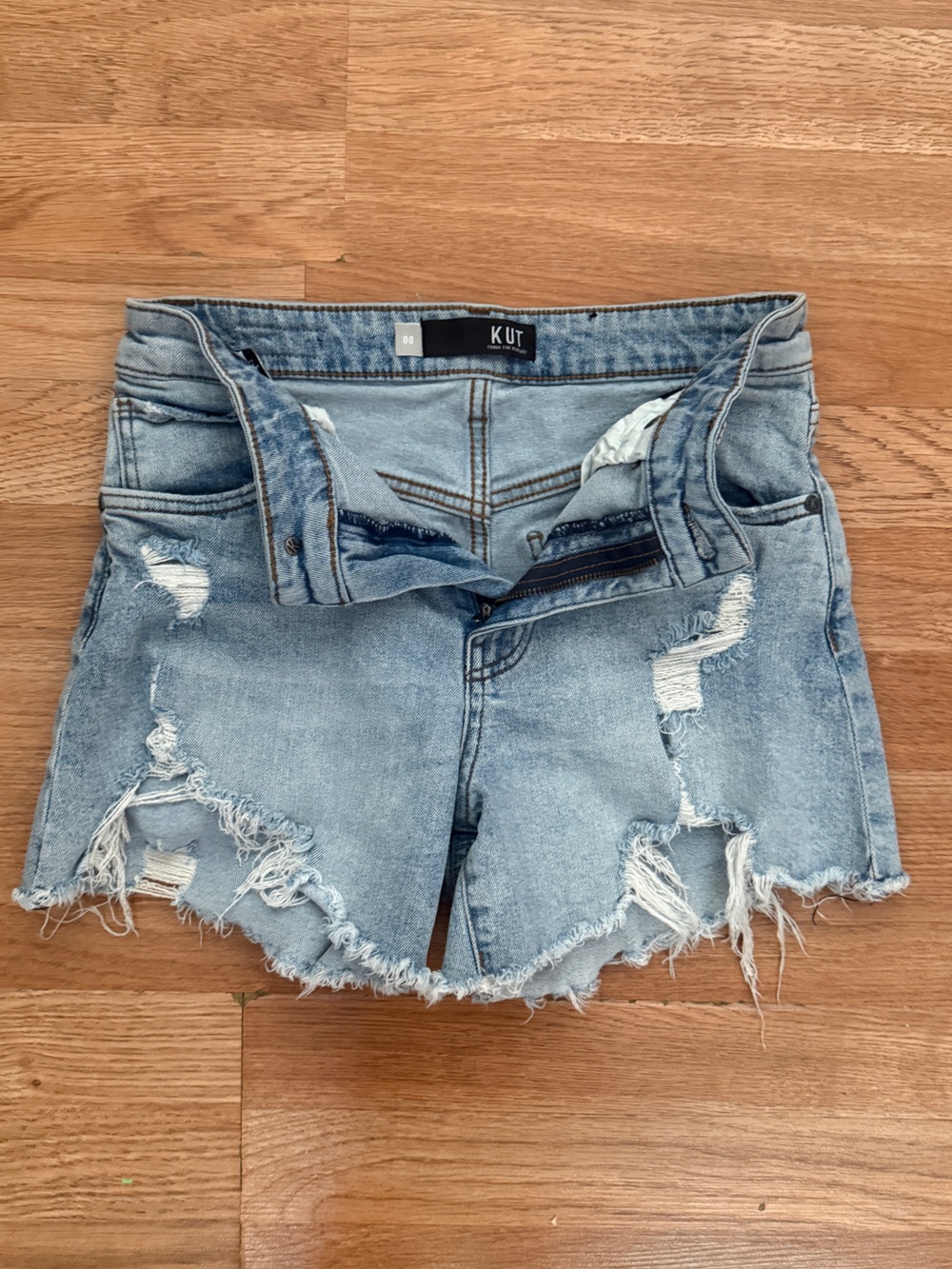 Kut from the Kloth Light Wash Distressed Denim Shorts